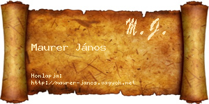 Maurer János névjegykártya